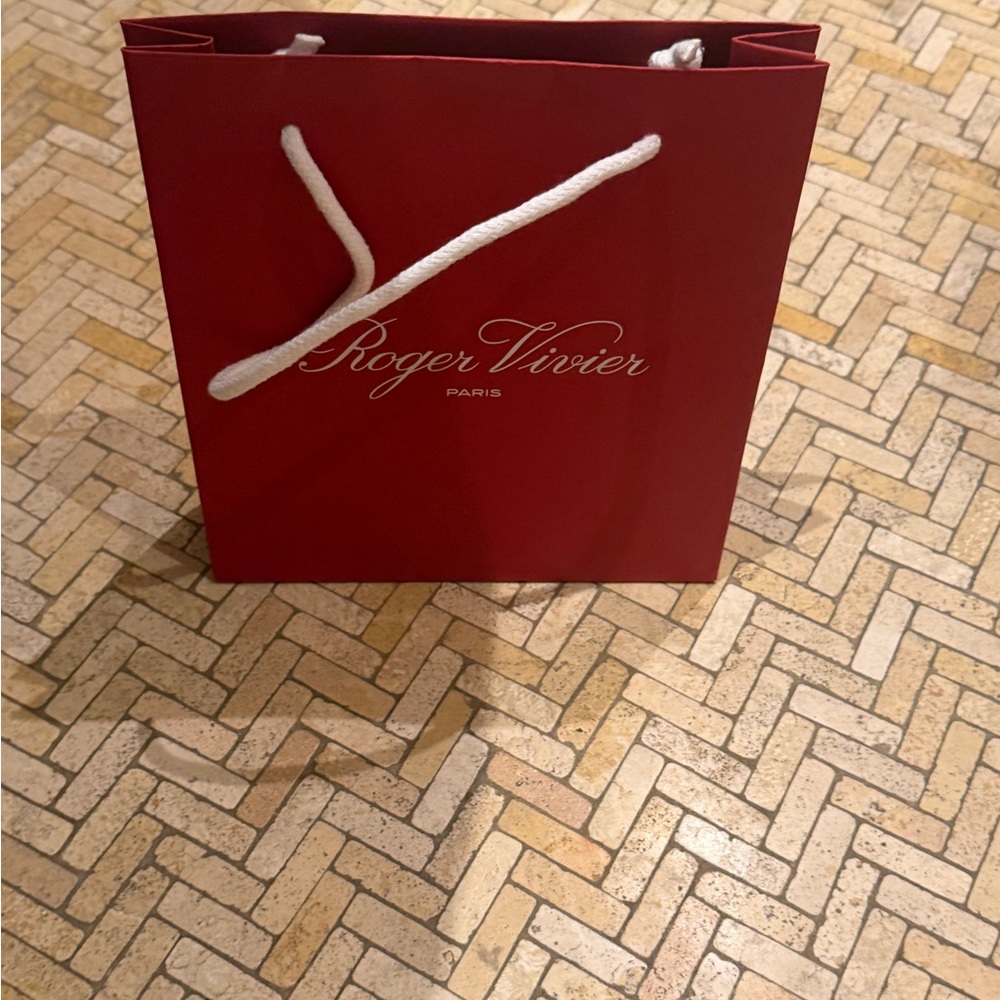 Roger Vivier Burgundy Gift Bag with White Handles